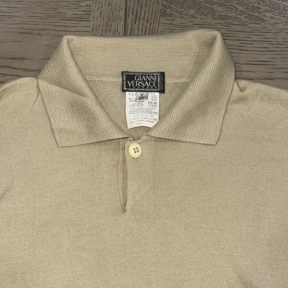 Versace Tan Polo Sweater Cotton Blend
